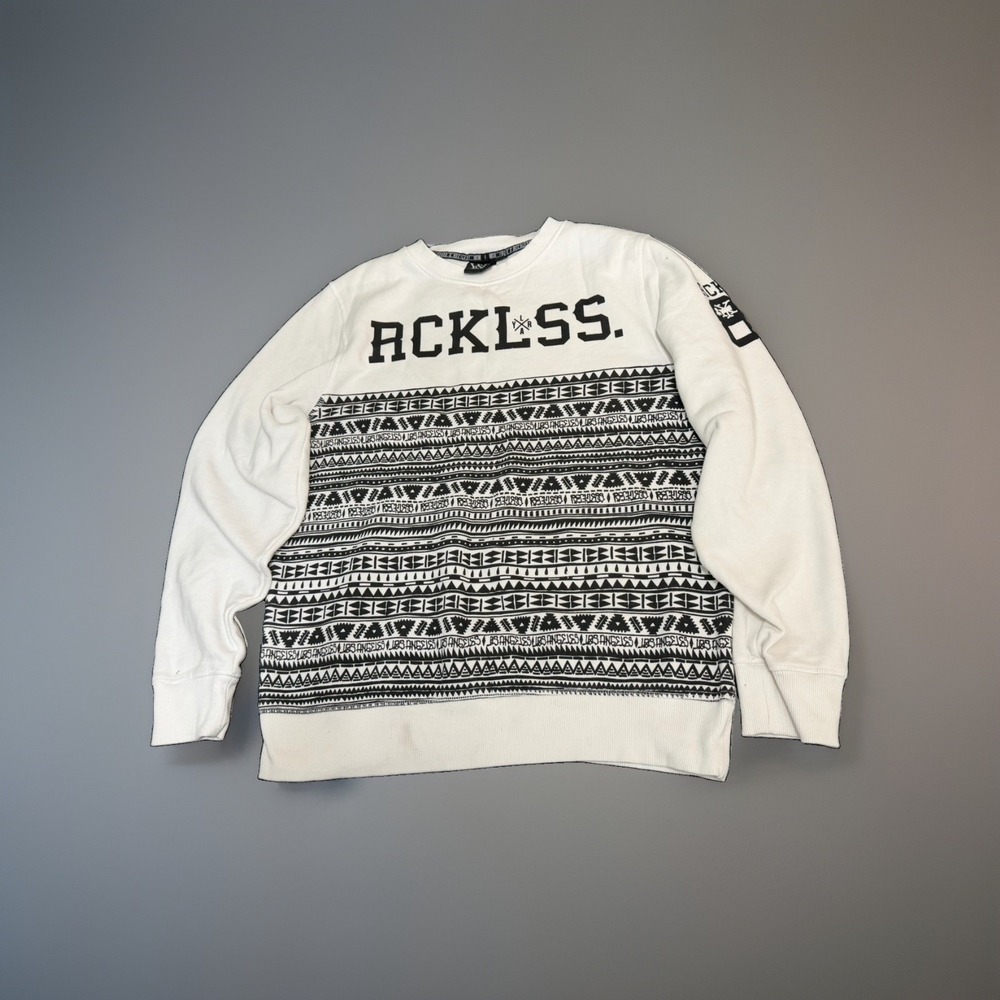 YOUNG &‎ RECKLESS '86' AZTEC TRIBAL GRAPHIC SWEATSHIRT - MENS XL 🔥